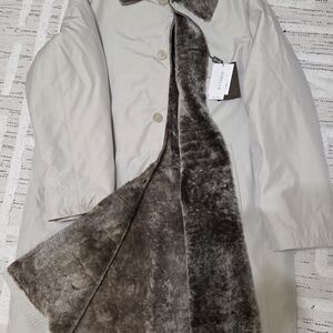 Beige Faux Fur Lined Coat